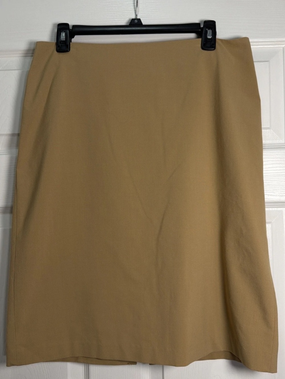 The Limited Stretch Women's Solid Tan Polyester Straight Knee Length Skirts 12